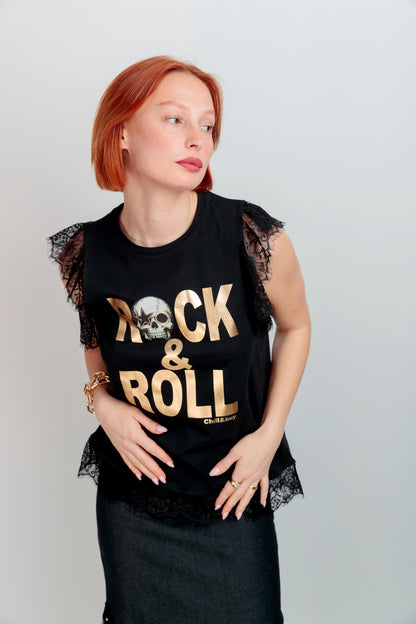 Camiseta Encaje Rock Skull