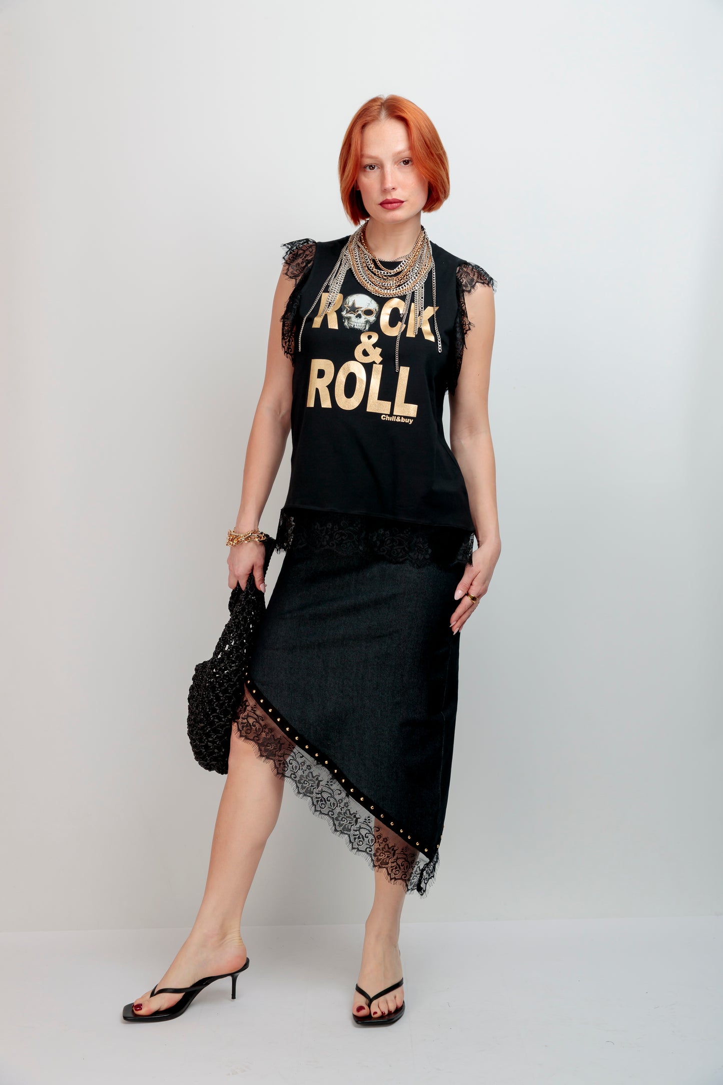 Camiseta Encaje Rock Skull