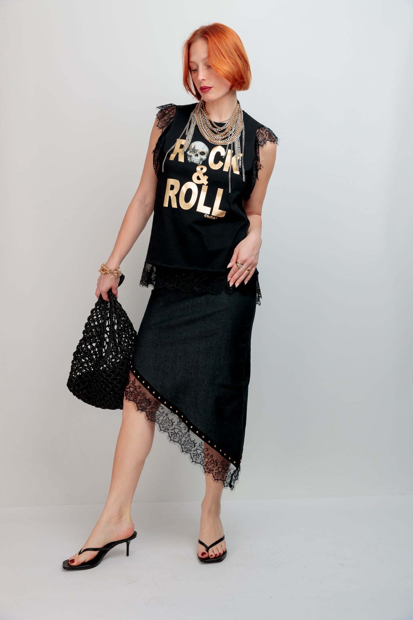 Camiseta Encaje Rock Skull