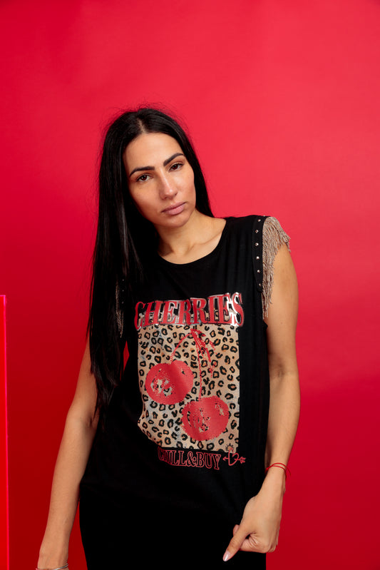 Camiseta Flecos Cherries