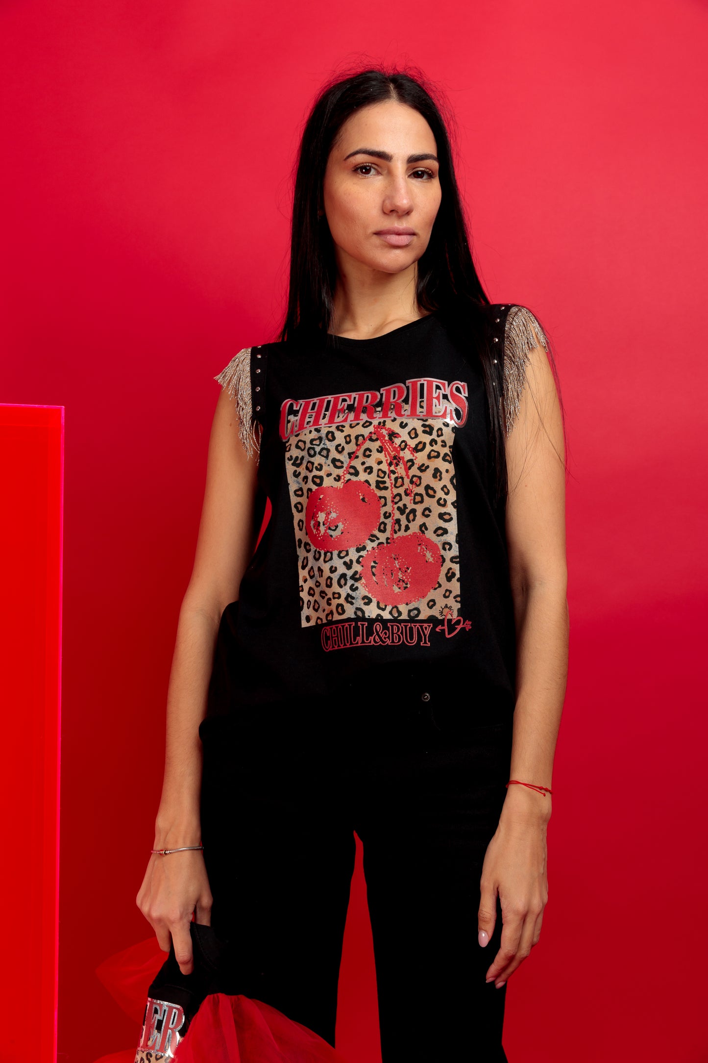 Camiseta Flecos Cherries