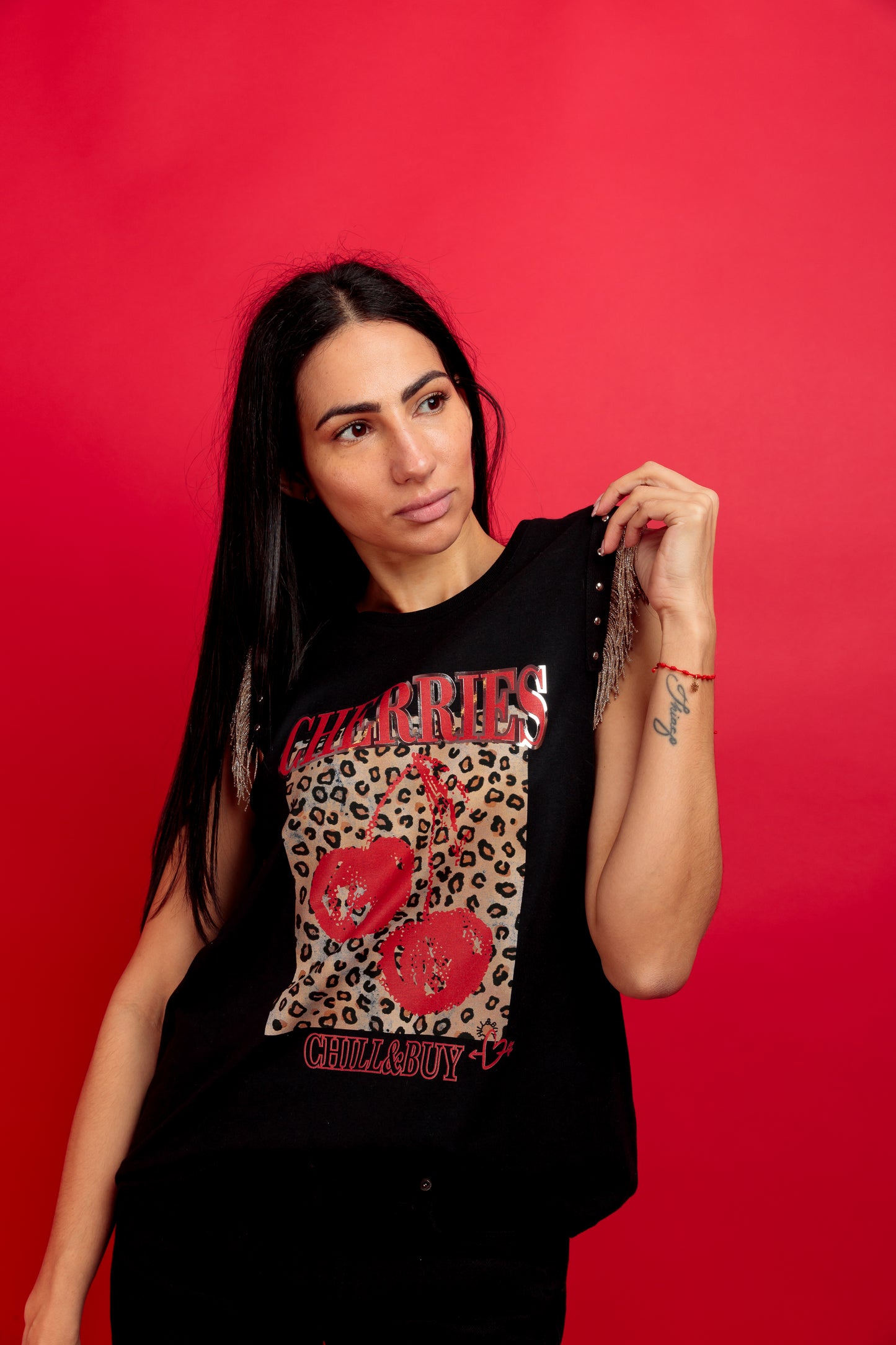 Camiseta Flecos Cherries