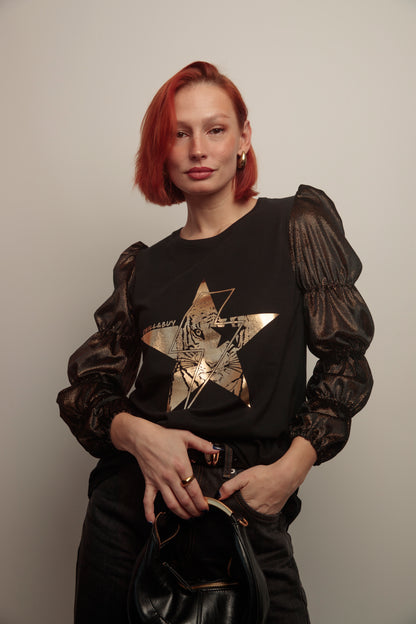 Camiseta Frunces Negro Rayo Tiger