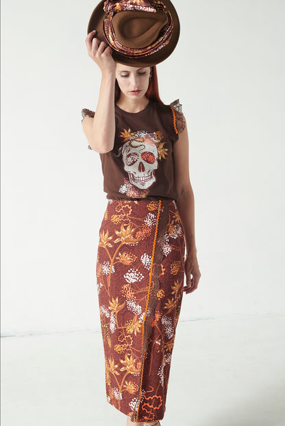 Camiseta Lace Skull Floral
