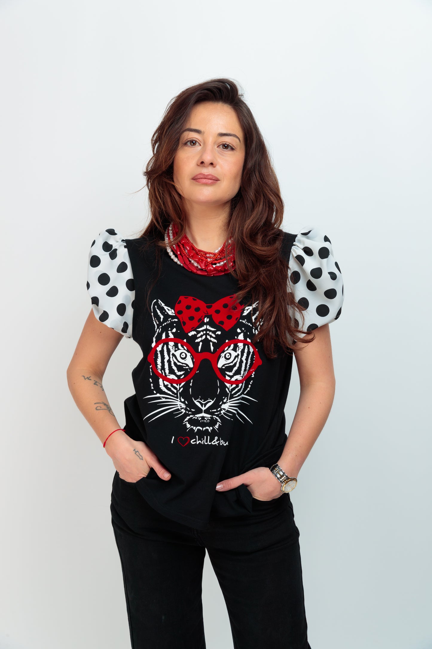 Camiseta Negra Lunares Tigre