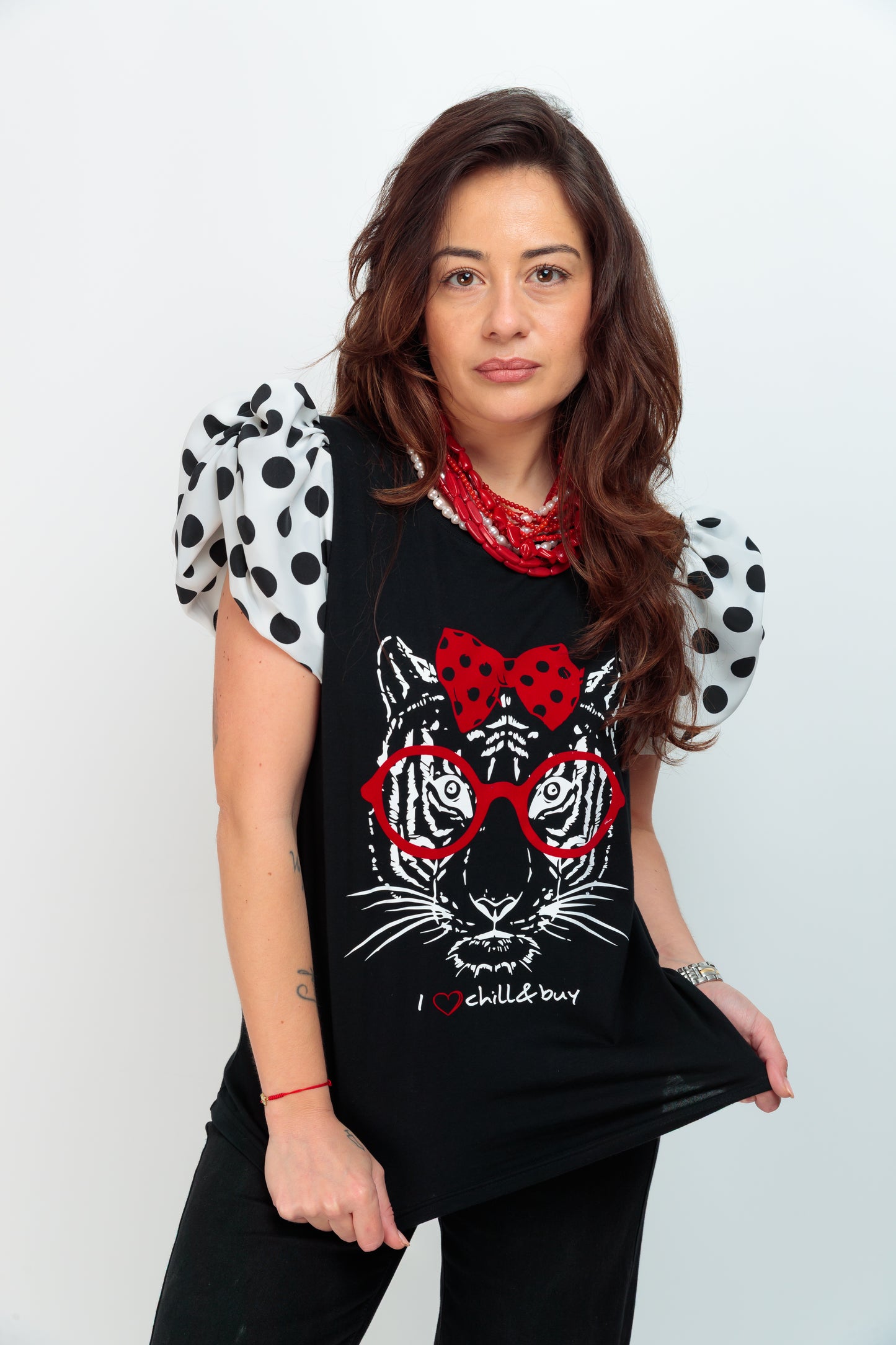 Camiseta Negra Lunares Tigre