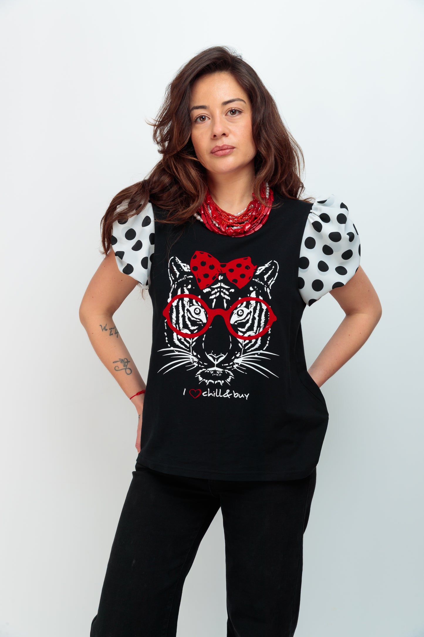 Camiseta Negra Lunares Tigre