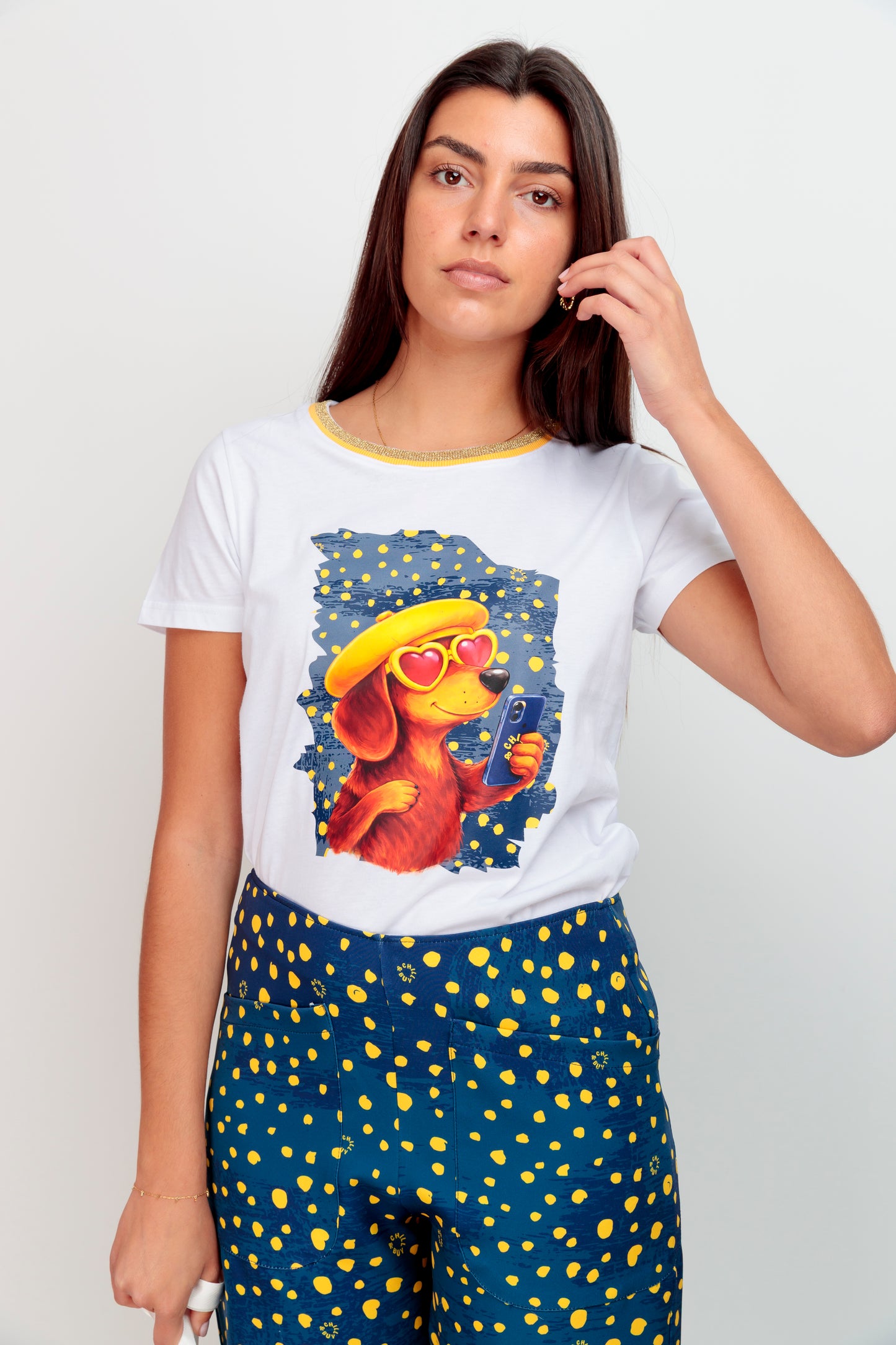 T-shirt Lurex Teckel Pois