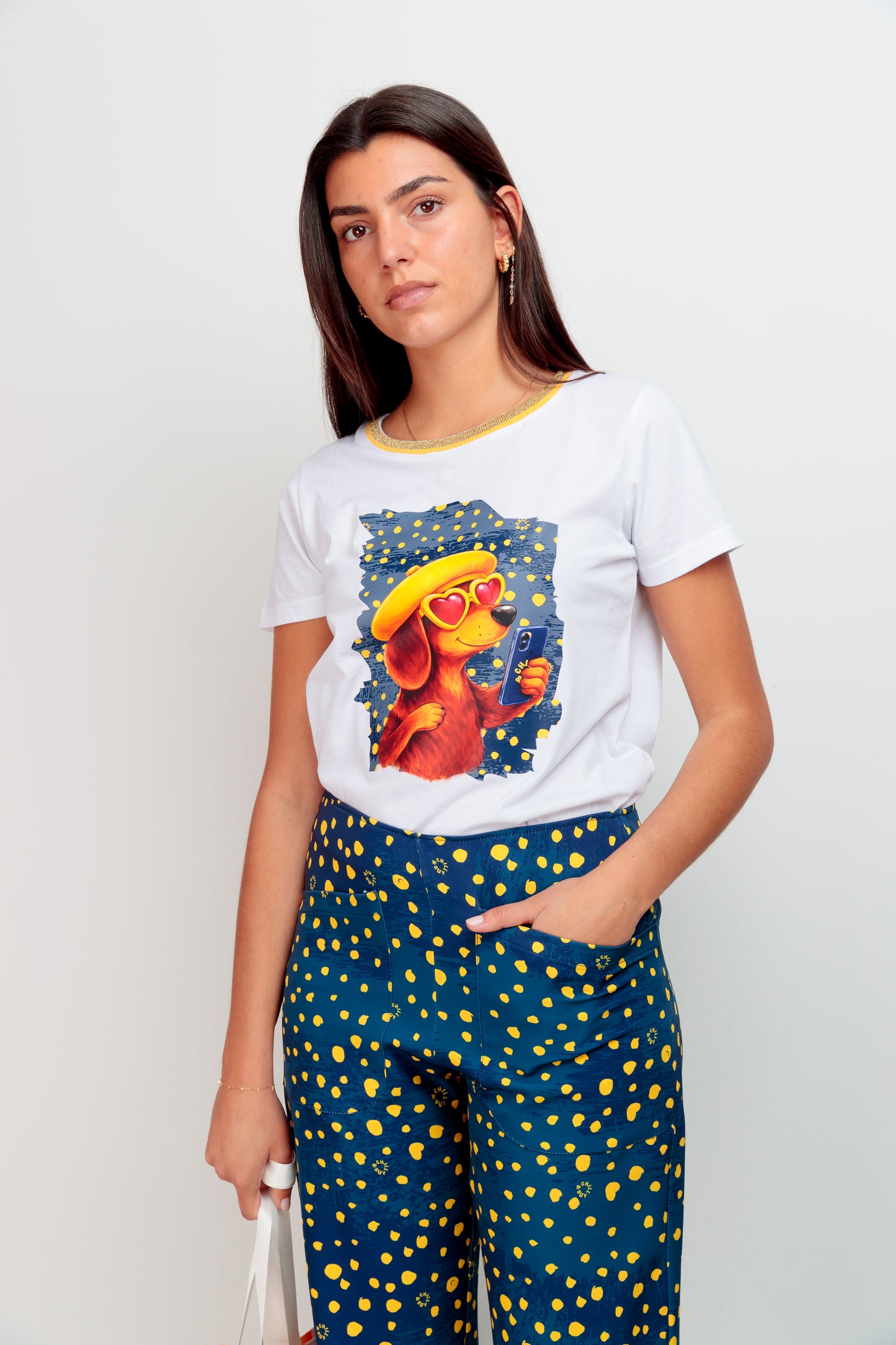 T-shirt Lurex Teckel Pois