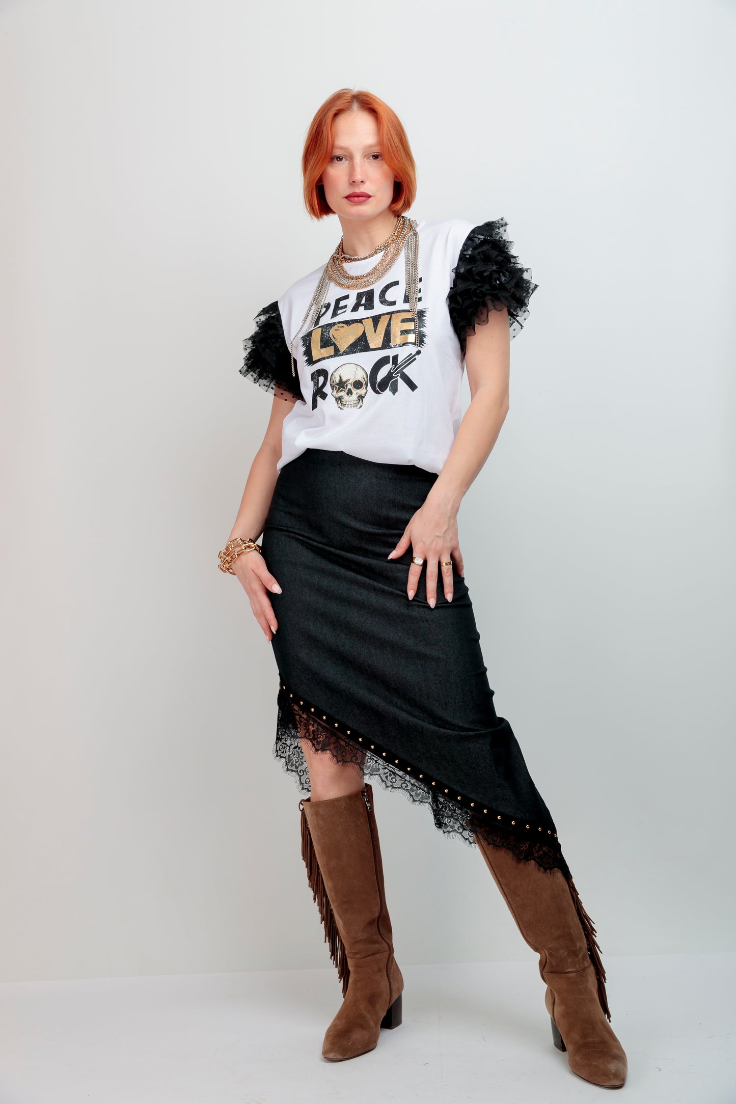 Black Tulle Peace T-Shirt