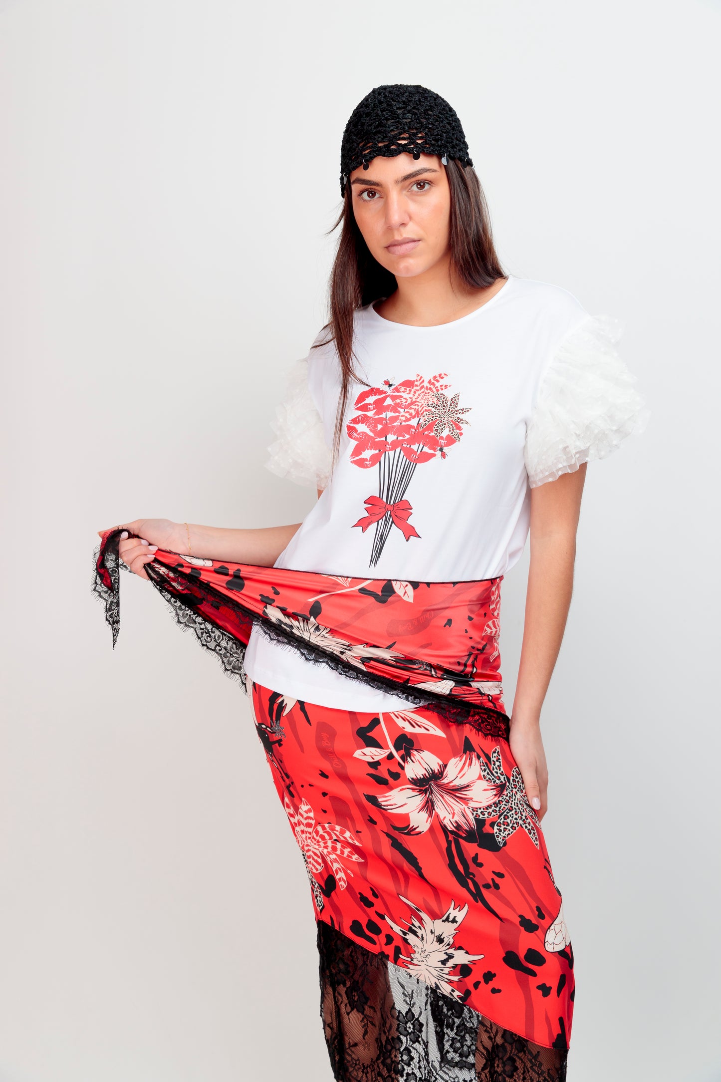T-shirt Magnolia Bouquet Bisous Noir