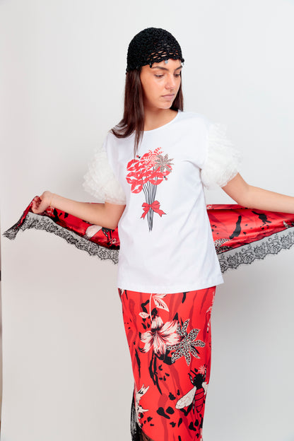 T-shirt Magnolia Bouquet Bisous Noir