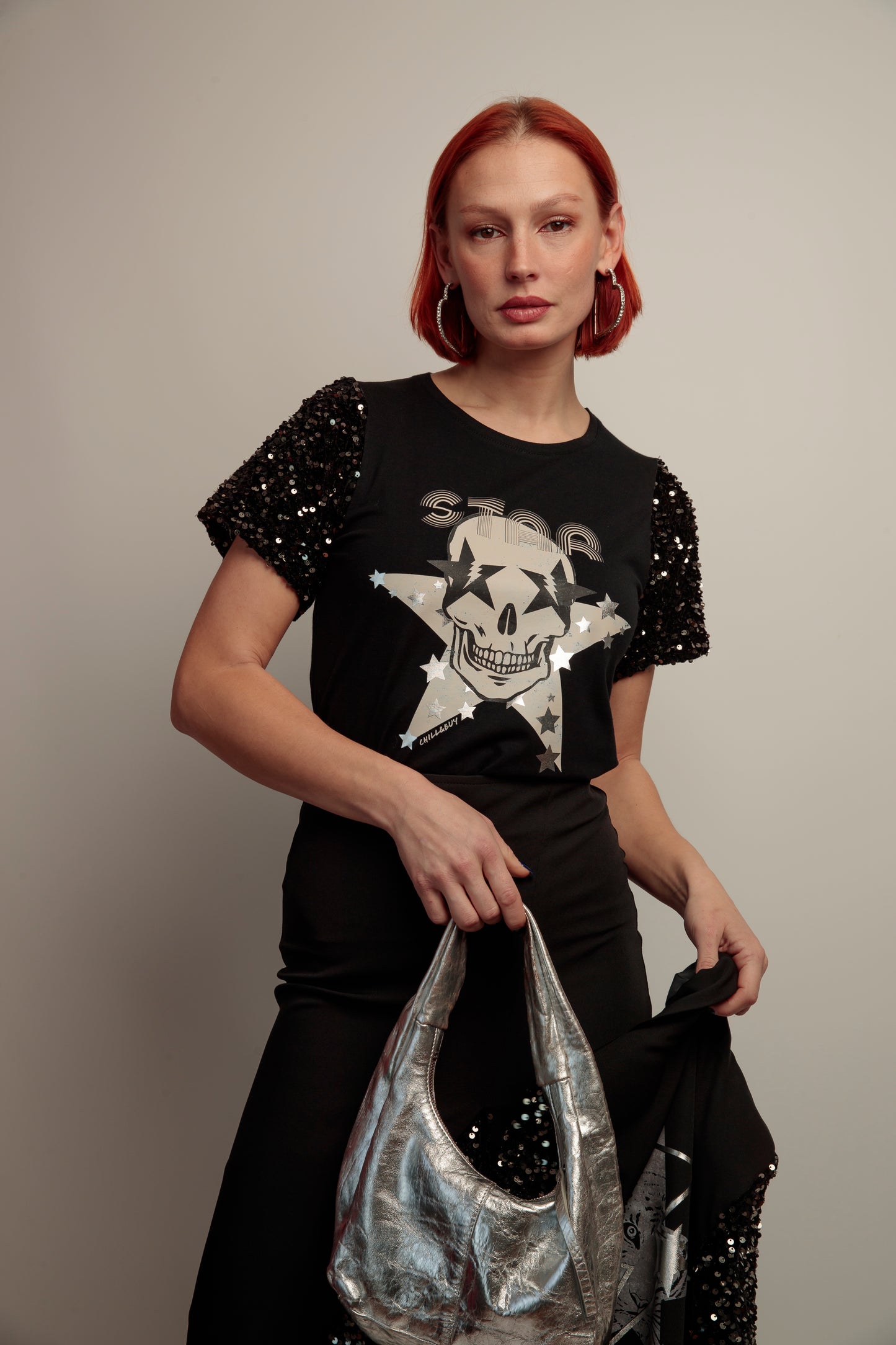 Camiseta Lentejuelas Skull Fiesta