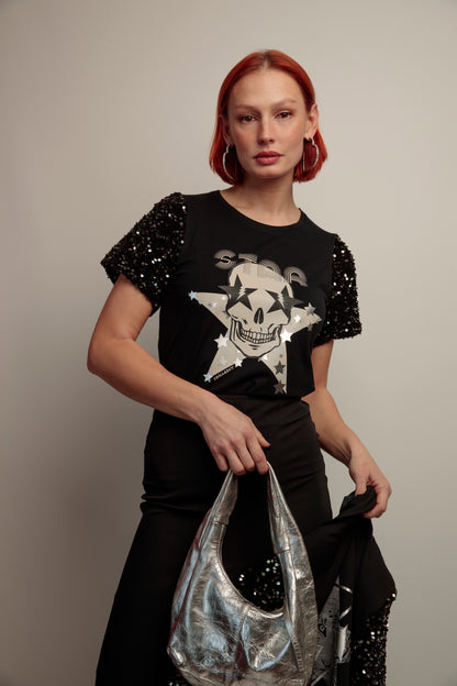 Camiseta Lentejuelas Skull Fiesta