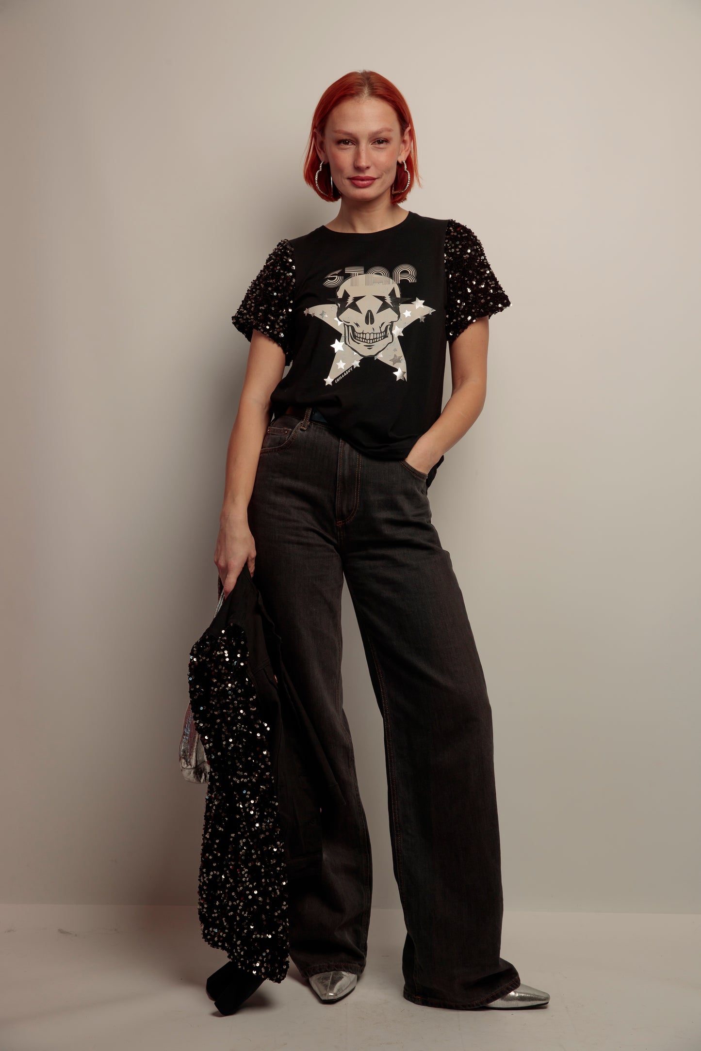 Camiseta Lentejuelas Skull Fiesta