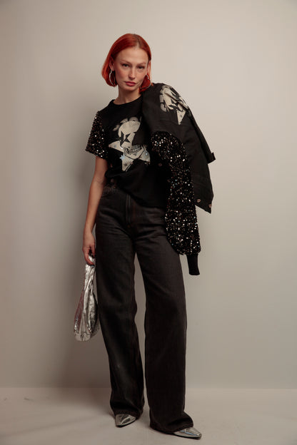 Camiseta Lentejuelas Skull Fiesta