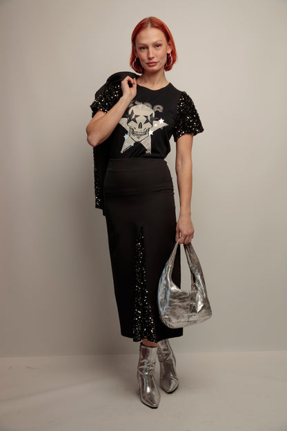 Camiseta Lentejuelas Skull Fiesta