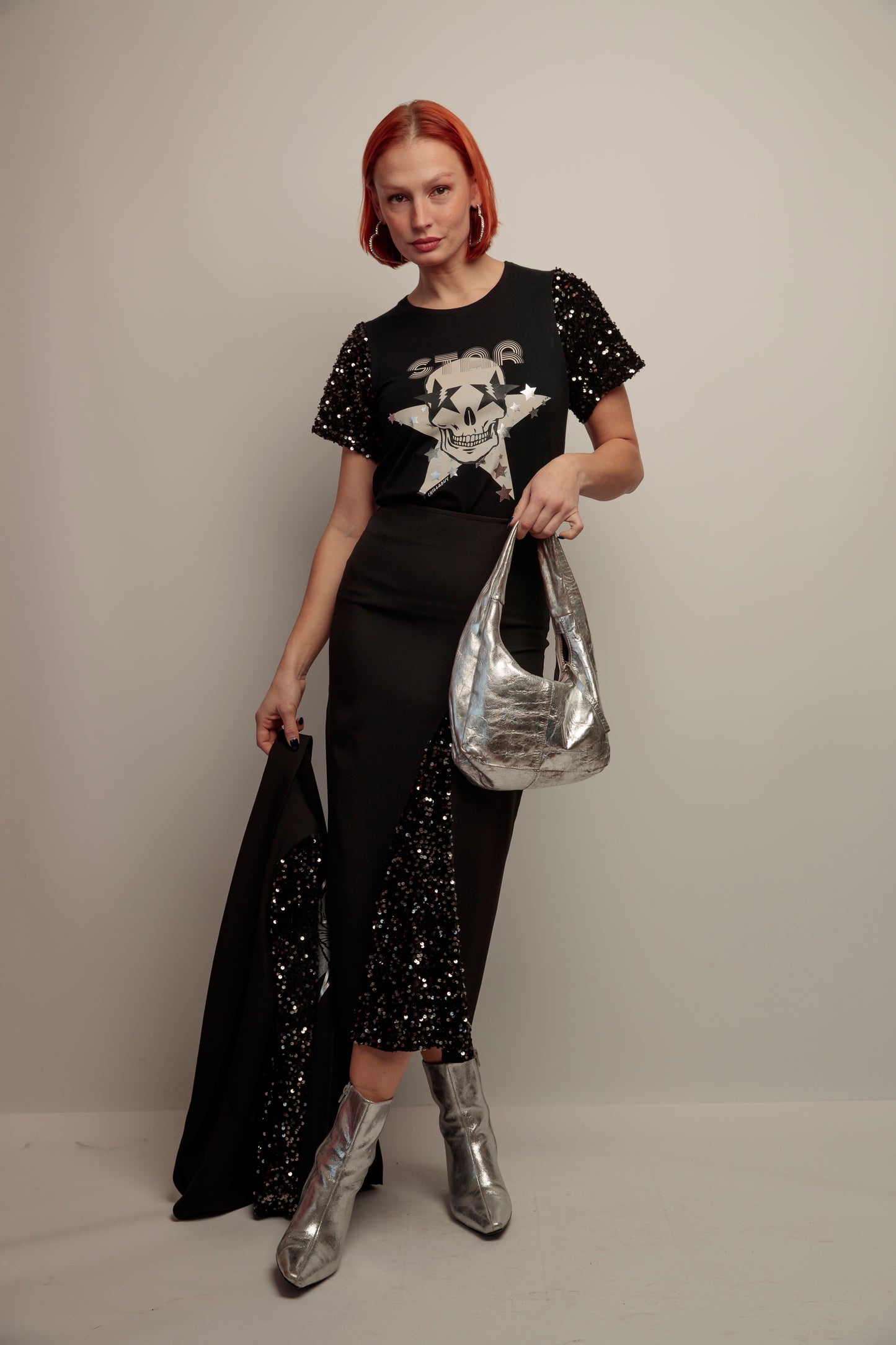 Camiseta Lentejuelas Skull Fiesta