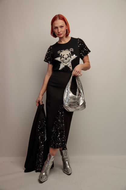 Camiseta Lentejuelas Skull Fiesta