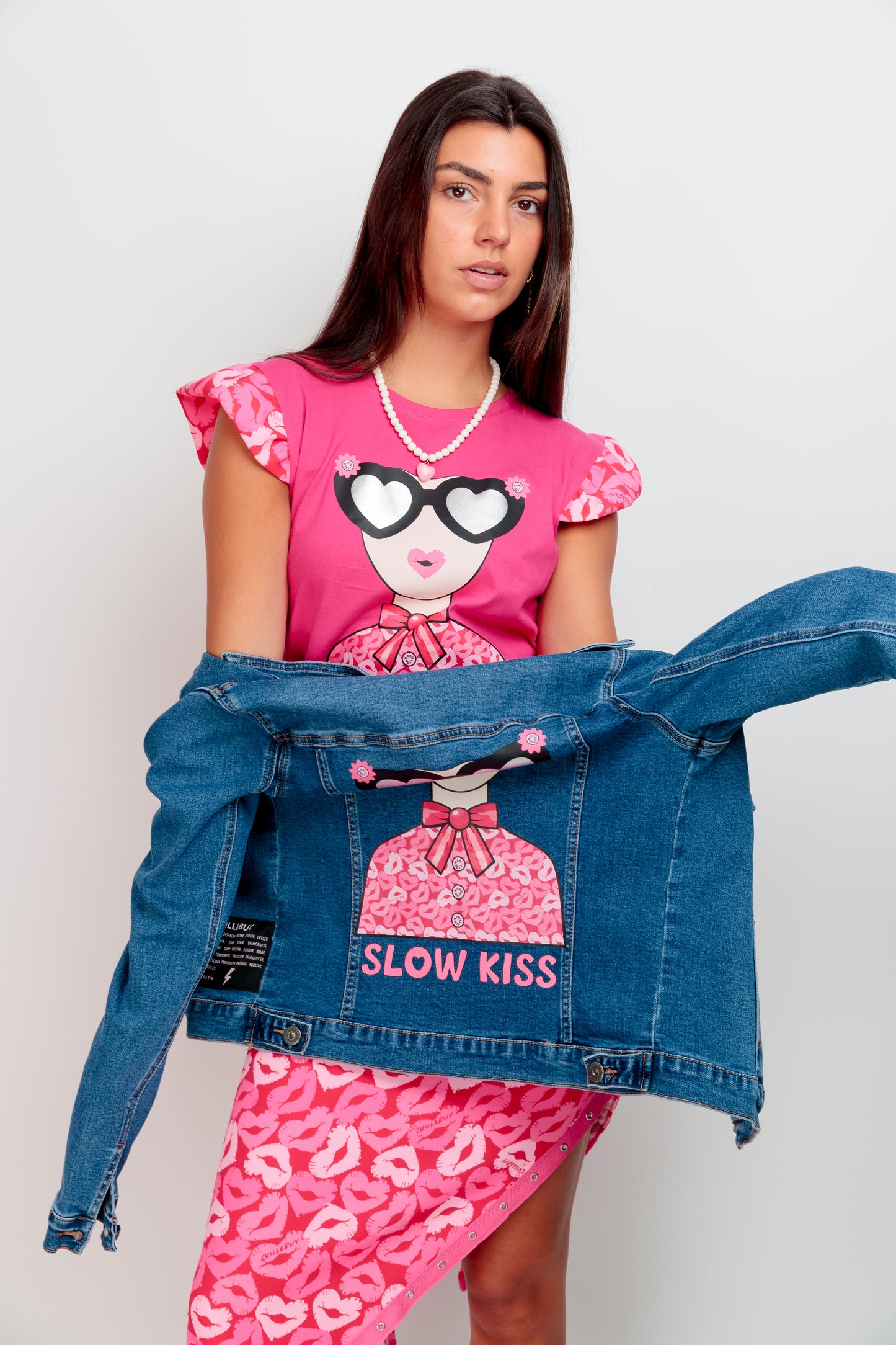 T-shirt volanté Love à pois