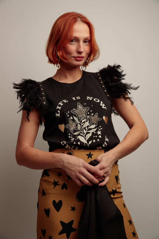 Camiseta Plumas Life Is Now