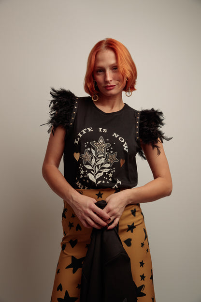 Camiseta Plumas Life Is Now