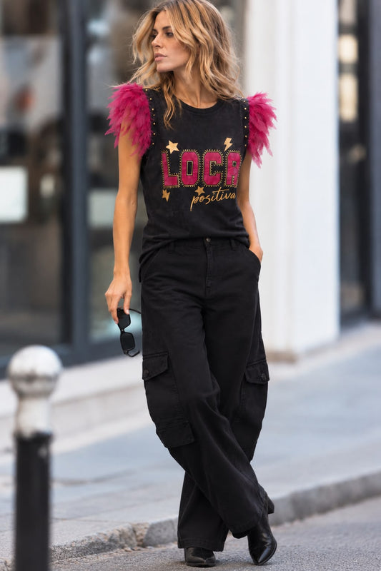 Camiseta Plumas Loca Posiitiva