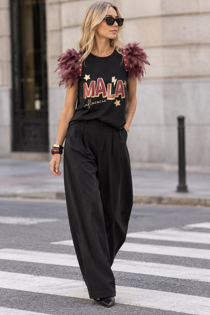 T-shirt à plumes de rock star