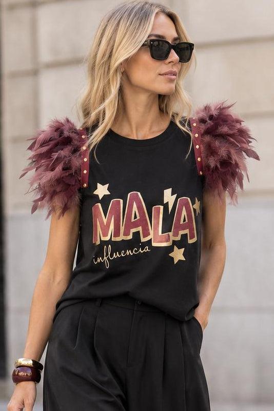 T-shirt à plumes de rock star