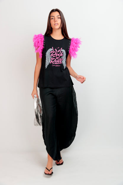 Camiseta Plumas RockFly Fucsia