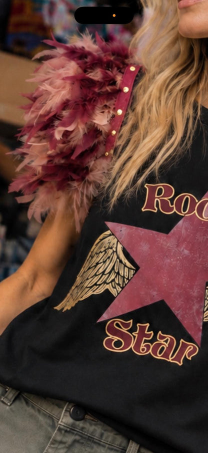 T-shirt à plumes de rock star