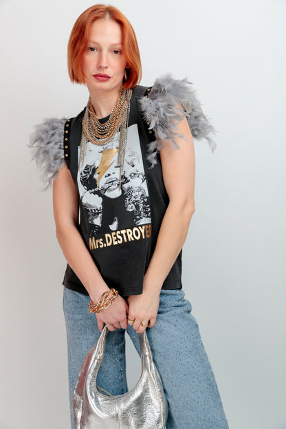 Camiseta Plumas Tachas Destroyer