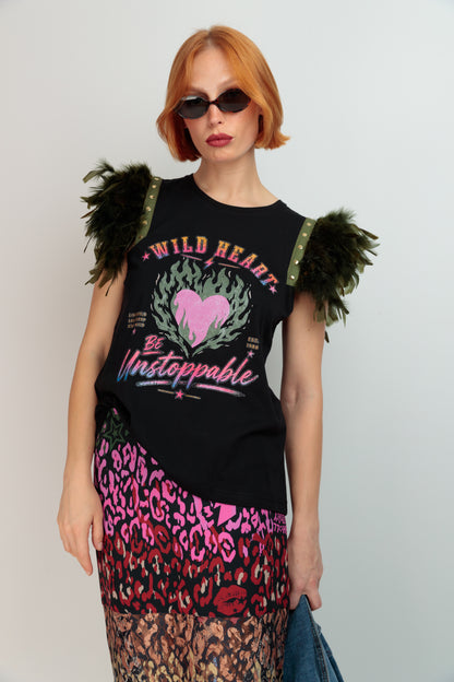 Camiseta Plumas Llamas Fortuna
