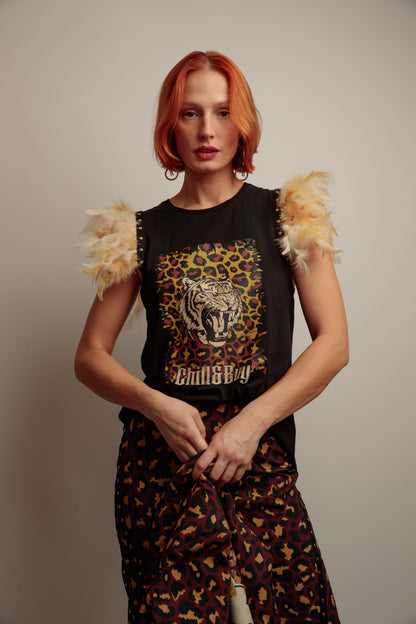 Camiseta Plumas Tigre Print