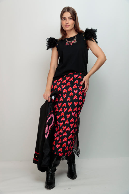 Camiseta Plumas Tachas Collares