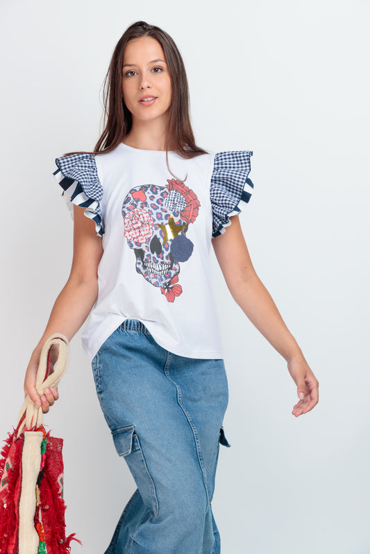 Camiseta Sunset Skull Flores