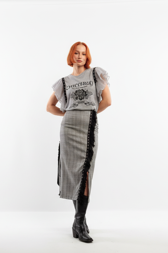 T-shirt en tulle rose gallois