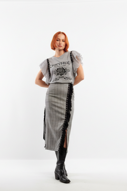 T-shirt en tulle rose gallois