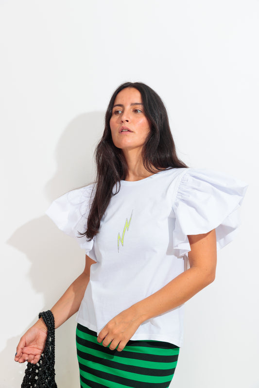 Camiseta Volantes Rayo Strass