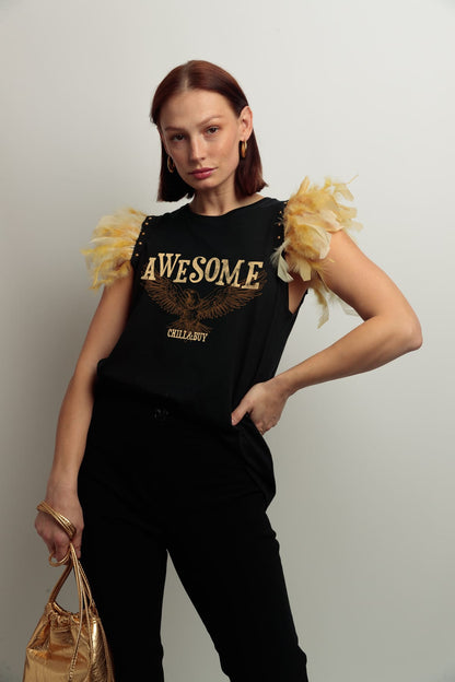 CAMISETA PLUMAS AWESOME