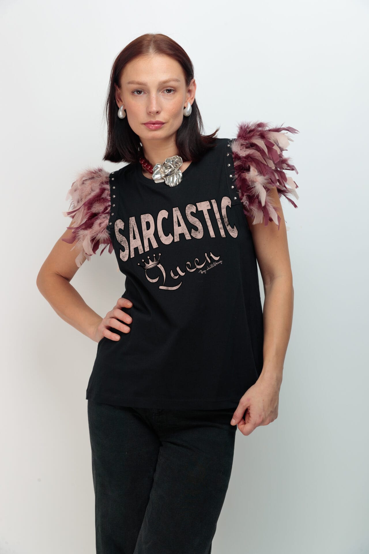 CAMISETA PLUMAS MIX SACASTIC BEIGE