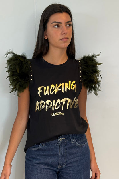Camiseta Plumas Tachas Addictive