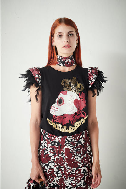 Camiseta Minivolante Plumas Skull