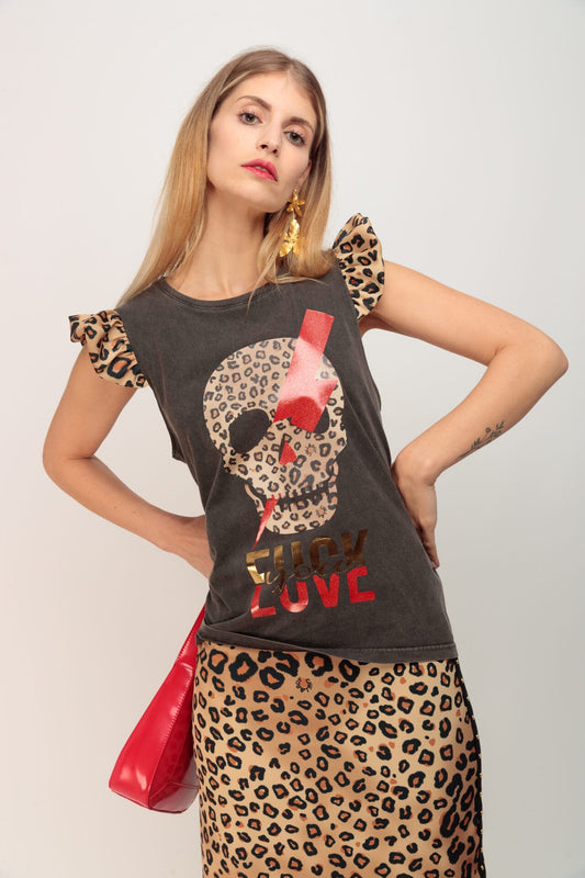 CAMISTA LAVADA MINIVOLANTE SKULL RAYO LOVE