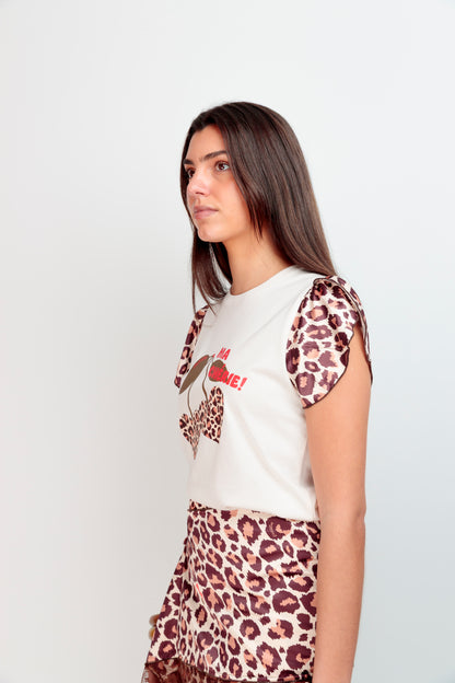 T-shirt Trèfle Cerise Léopard