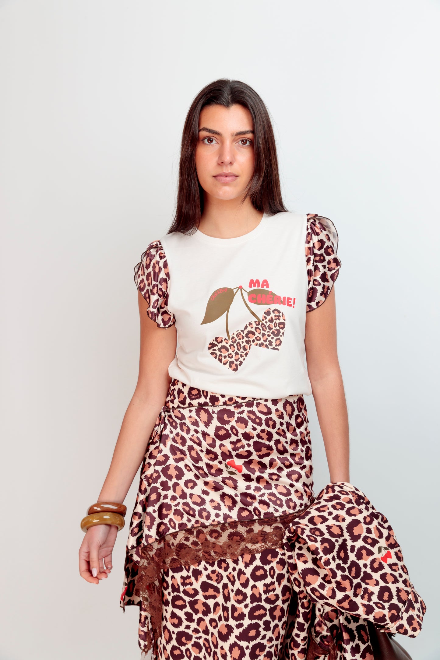 T-shirt Trèfle Cerise Léopard