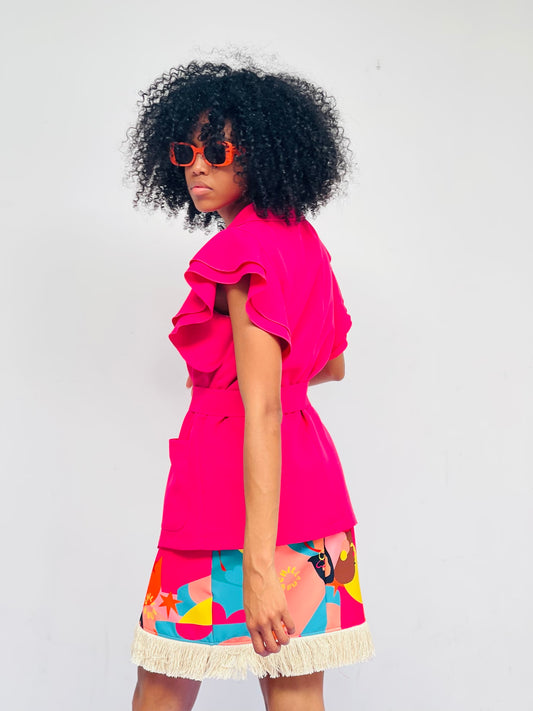 Chaleco Volantes Fucsia