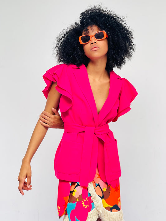 Chaleco Volantes Fucsia