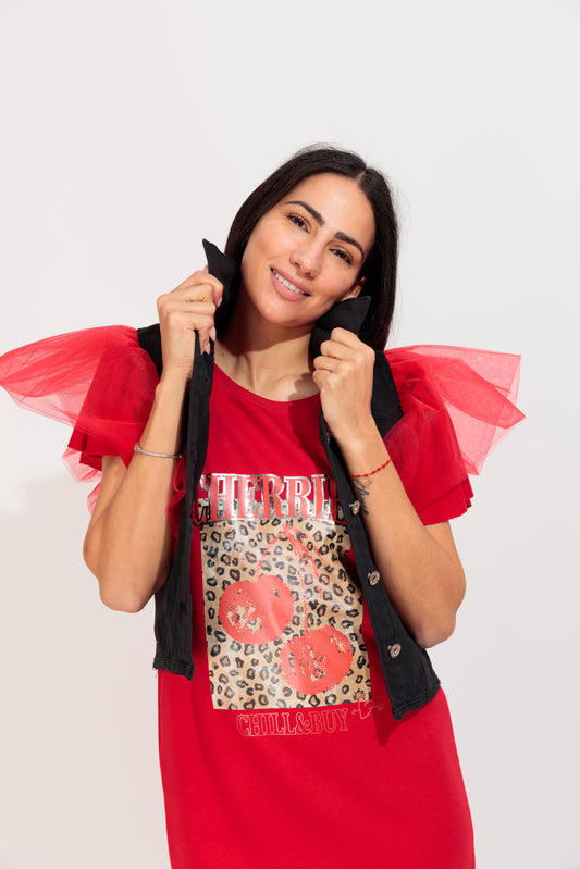 Chaleco Volantes Cherries