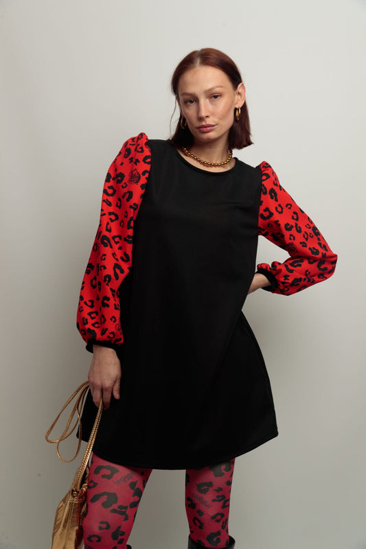 vestido abullonado felino